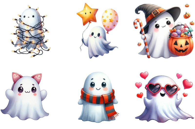 Halloween Cute Ghost Clipart Collection Bundle - CraftNest - Digital Crafting and Art