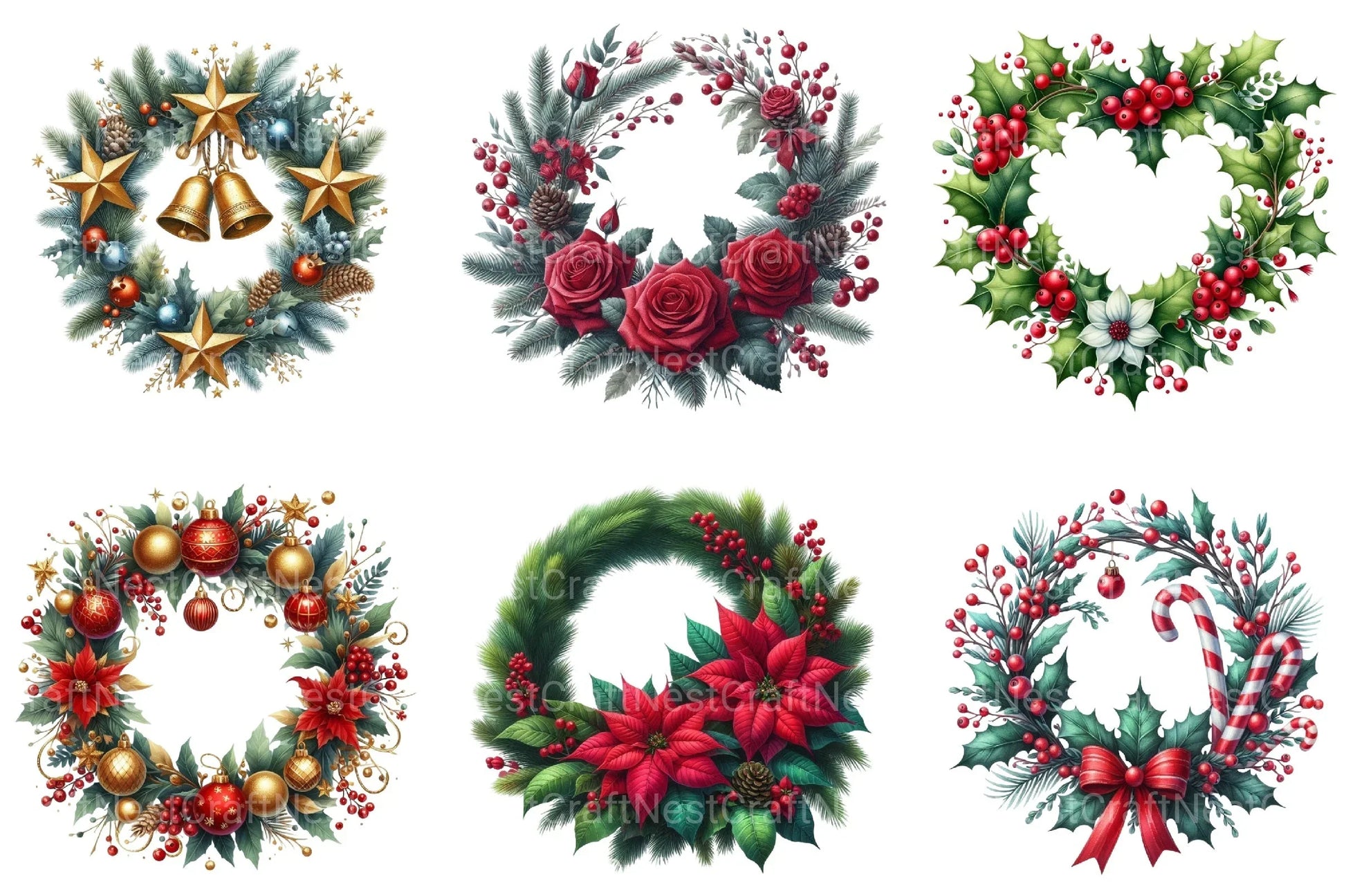 Christmas Wreath Clipart Bundle 55 - CraftNest - Digital Crafting and Art