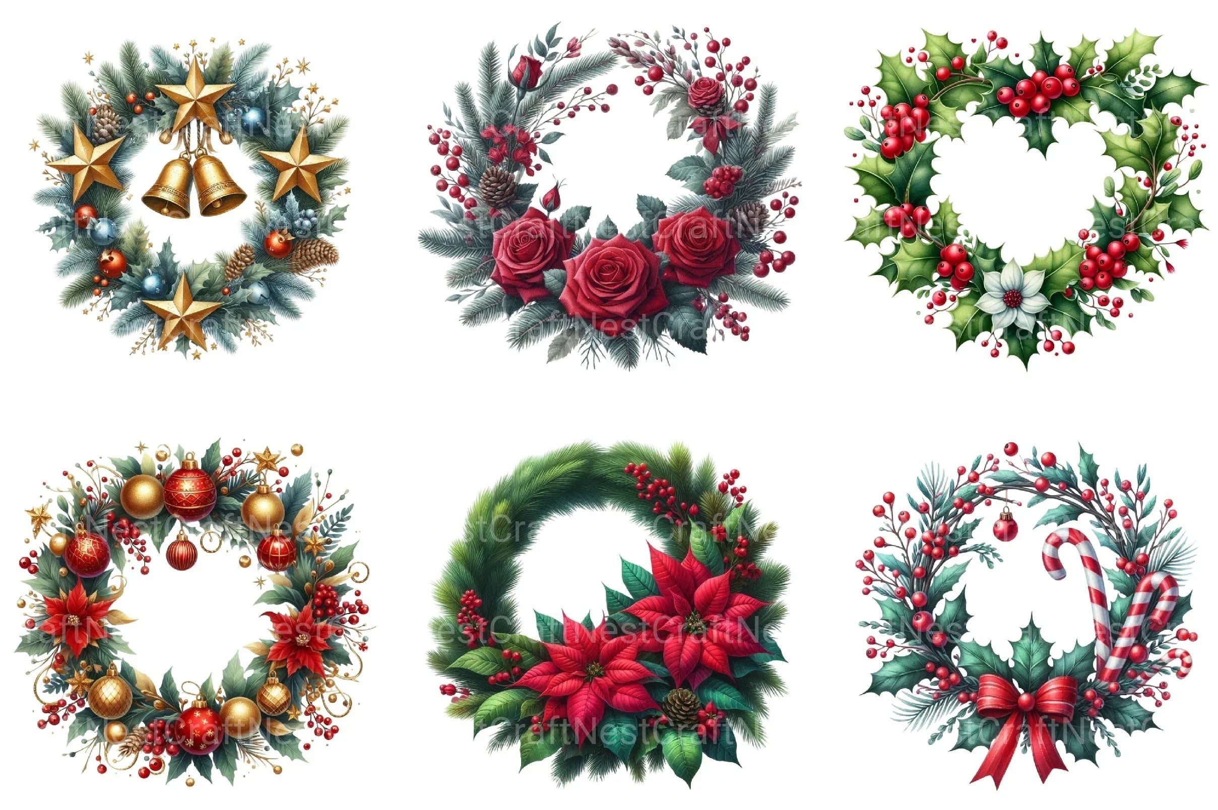 Christmas Wreath Clipart Bundle 55 - CraftNest - Digital Crafting and Art