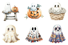 Cute Boho Fall Ghost Clipart Bundle - CraftNest - Digital Crafting and Art