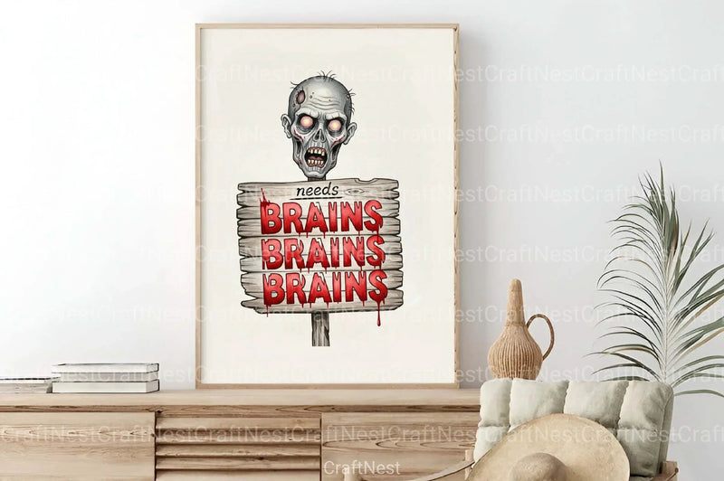 Zombie Brains Illustration Art Clipart Bundle - CraftNest - Digital Crafting and Art