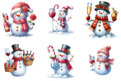 Snowman Christmas Wine Clipart Bundle 1 - CraftNest - Digital Crafting and Art