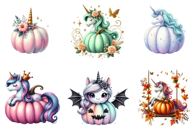 Unicorn Pumpkin Clipart Bundle - CraftNest - Digital Crafting and Art