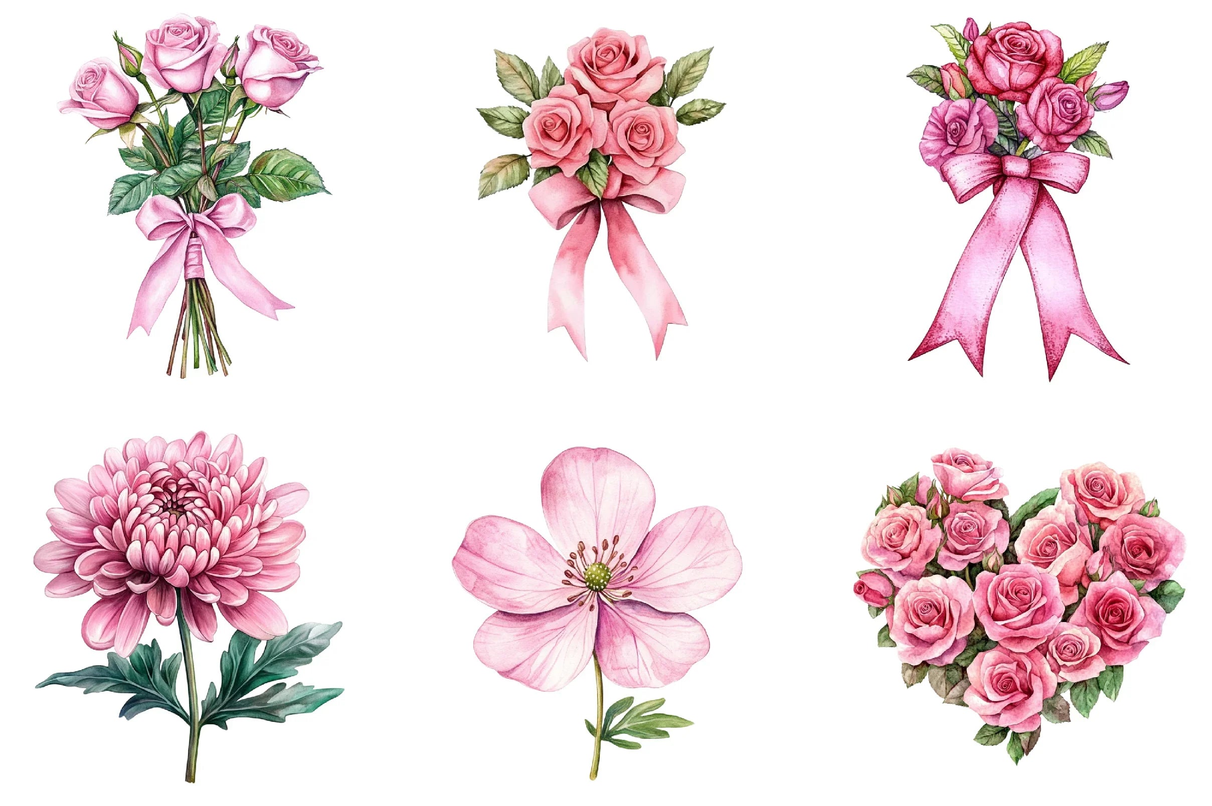 Pink Flowers Breast Cancer Awareness Clipart Bundle - CraftNest - Digital Crafting and Art