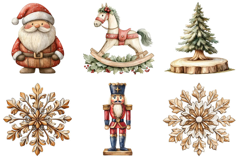 Rustic Wooden Christmas Clipart Bundle - CraftNest - Digital Crafting and Art