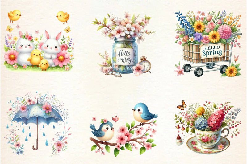 Hello Spring Clipart Bundle - CraftNest - Digital Crafting and Art