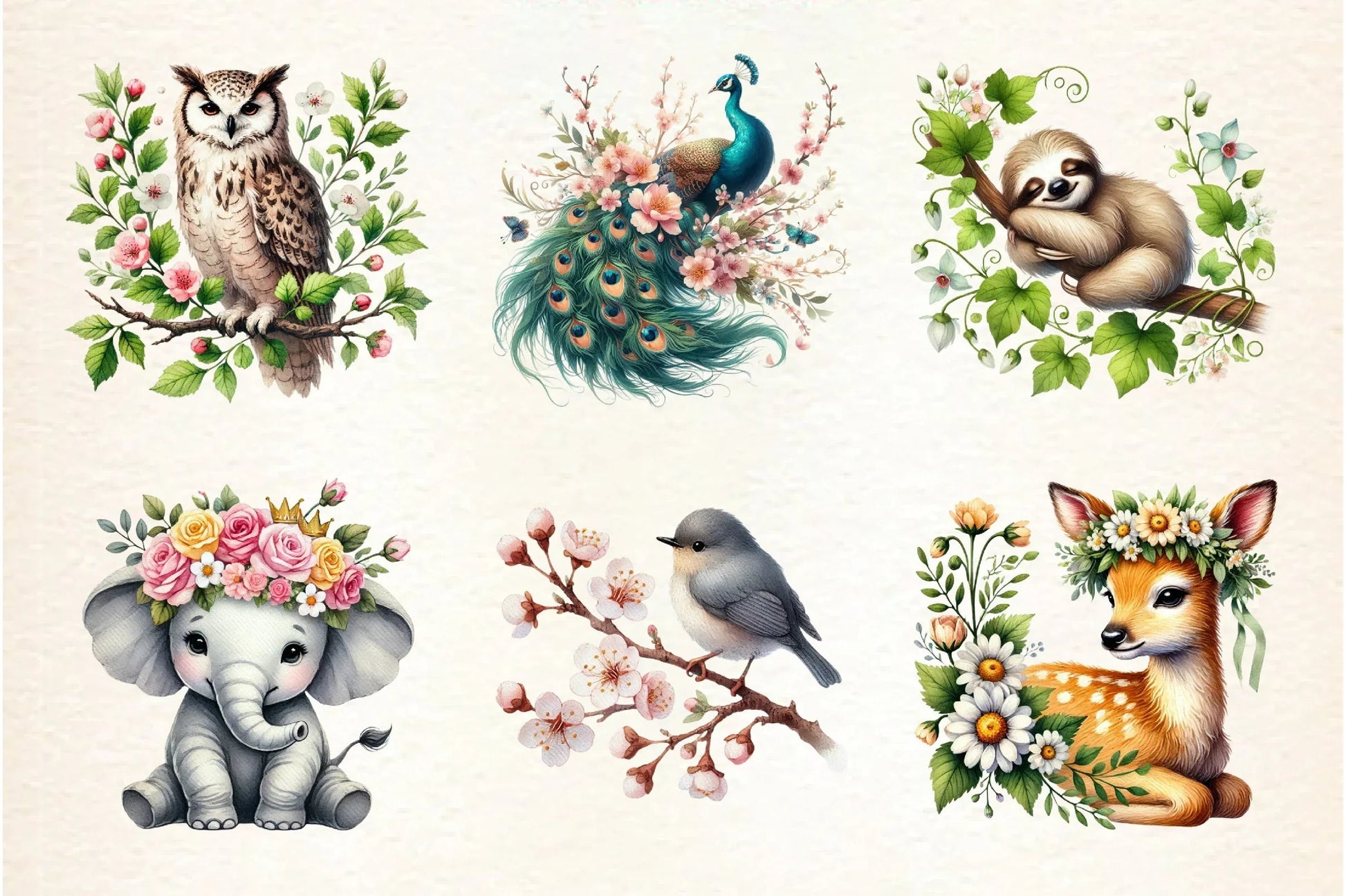 Floral Animals Spring Clipart Bundle - CraftNest - Digital Crafting and Art