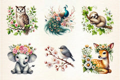 Floral Animals Spring Clipart Bundle - CraftNest - Digital Crafting and Art