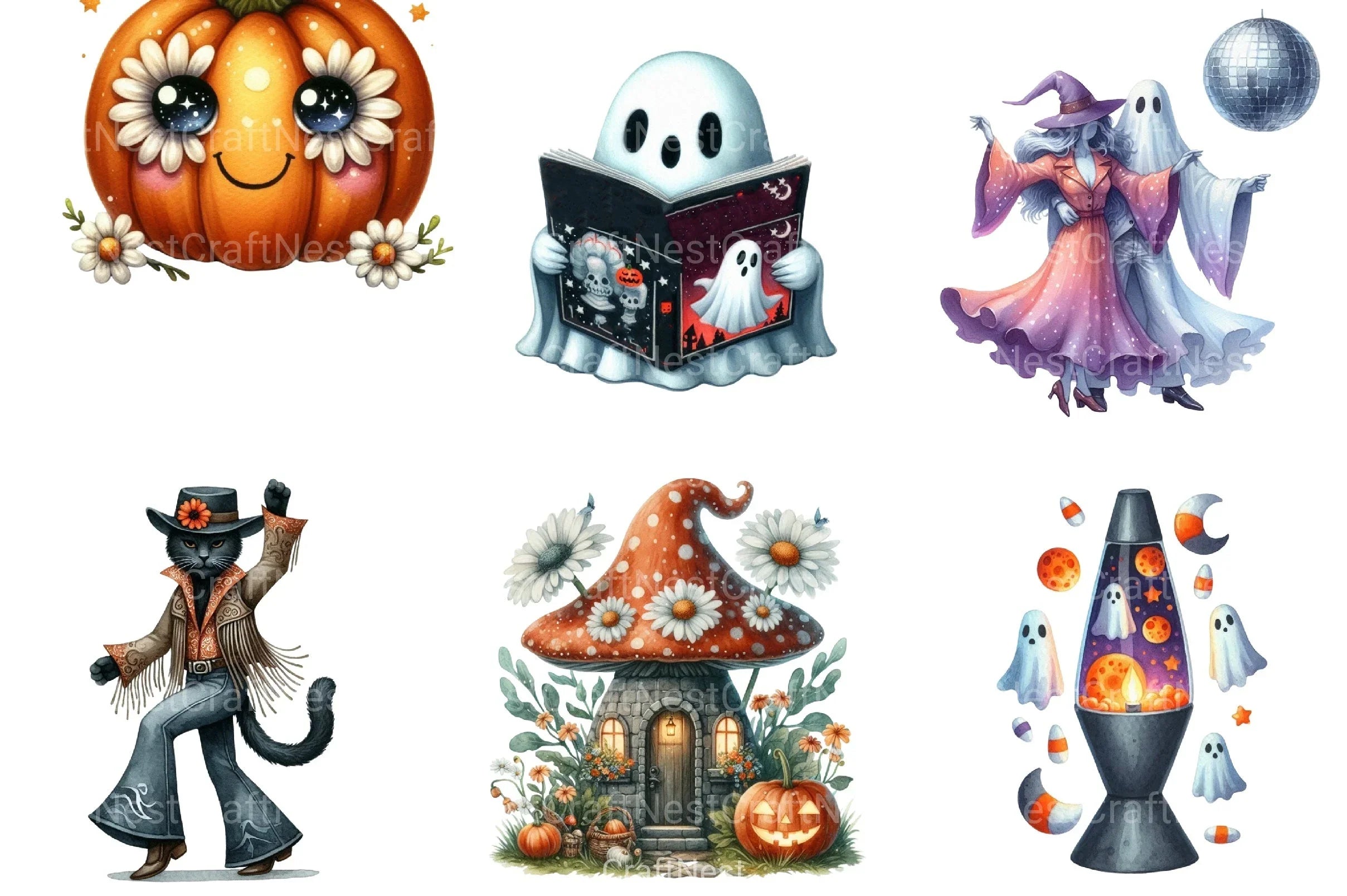 Retro Halloween Clipart Bundle 1 - CraftNest - Digital Crafting and Art