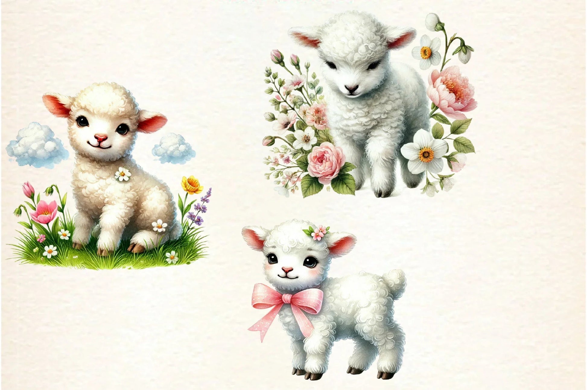Spring Cute Lamb Clipart Bundle - CraftNest - Digital Crafting and Art