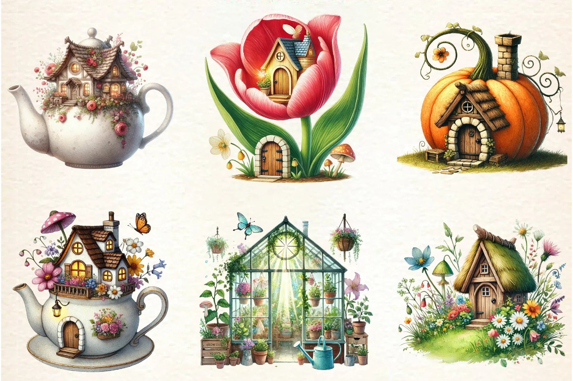Spring Fairy House Clipart Bundle - CraftNest - Digital Crafting and Art