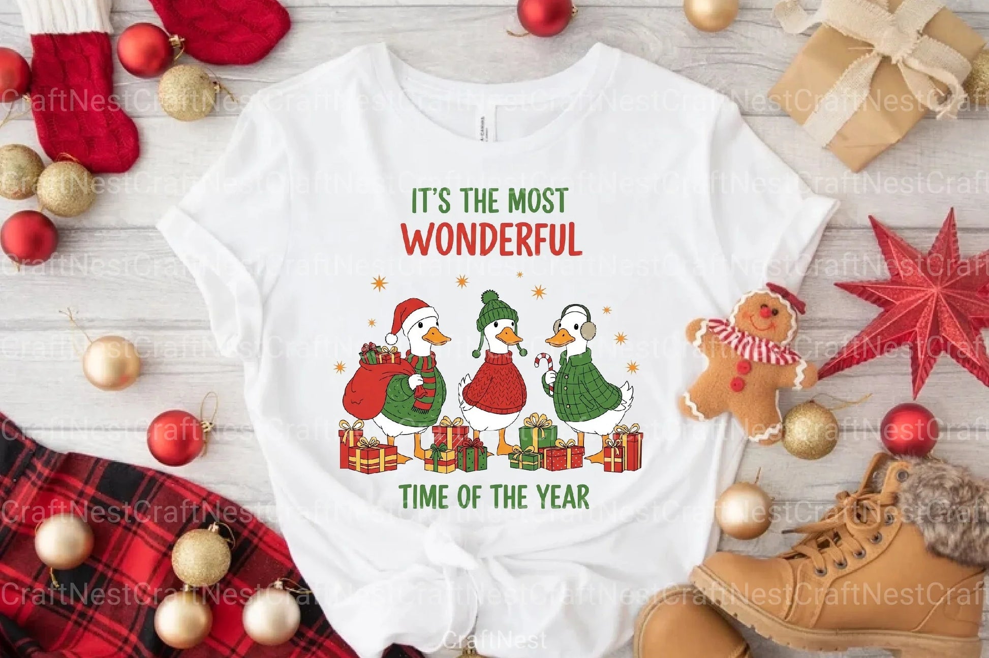 Christmas Goose Trio Illustration Clipart Bundle - CraftNest - Digital Crafting and Art