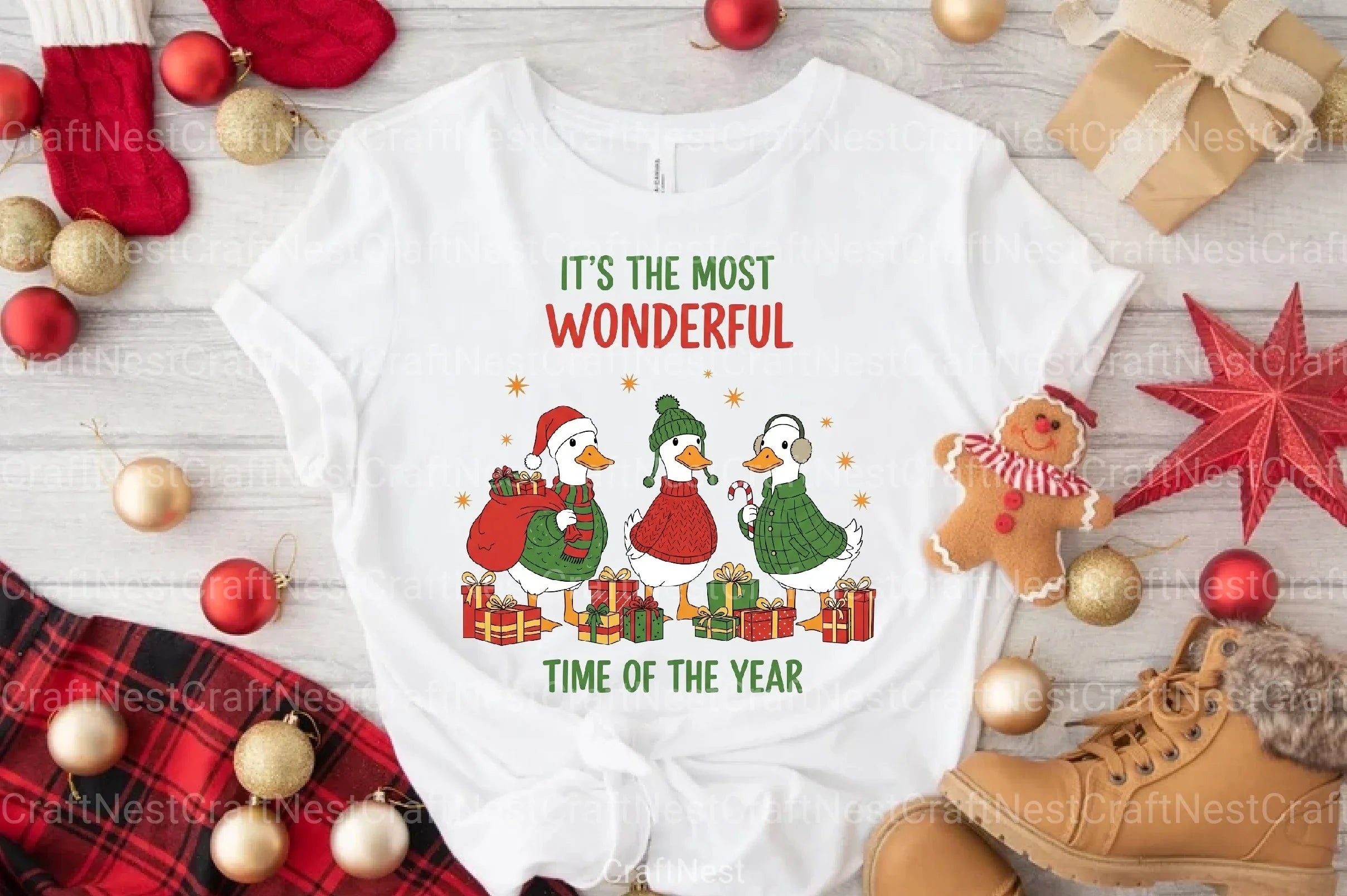 Christmas Goose Trio Illustration Clipart Bundle - CraftNest - Digital Crafting and Art