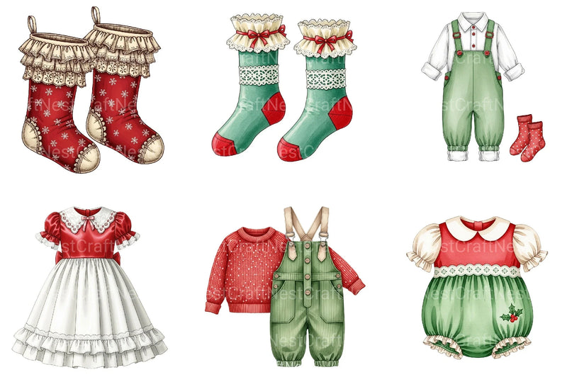 Christmas Baby Clothes Clipart Bundle - CraftNest - Digital Crafting and Art