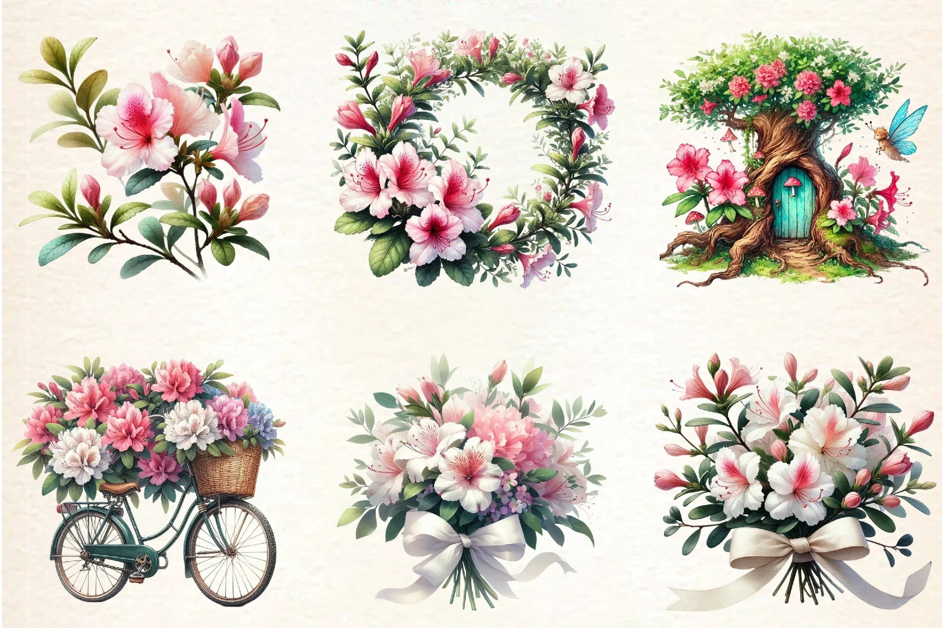 Spring Azalea Flower Clipart Bundle - CraftNest - Digital Crafting and Art