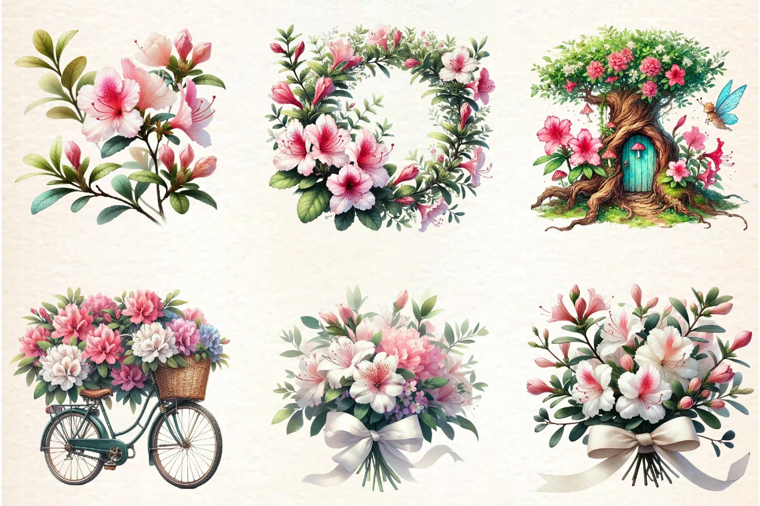 Spring Azalea Flower Clipart Bundle - CraftNest - Digital Crafting and Art