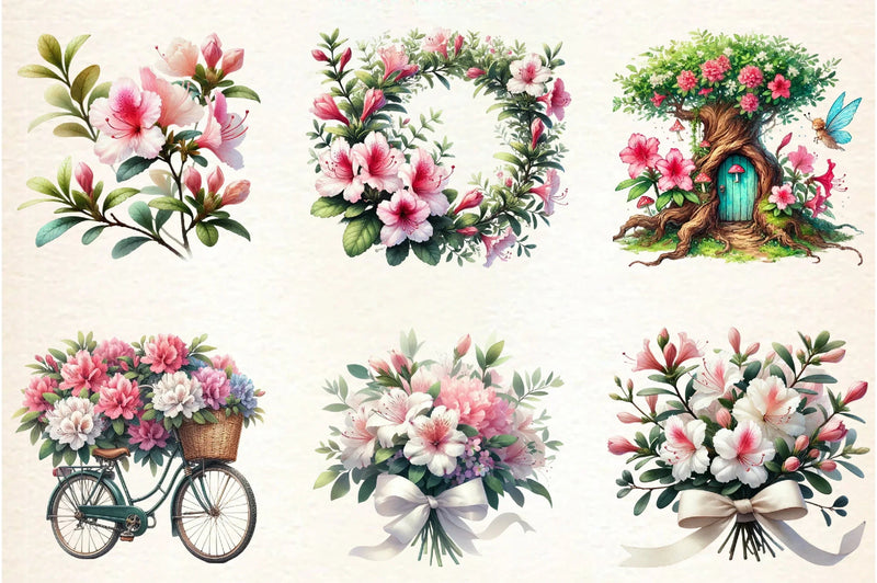 Spring Azalea Flower Clipart Bundle - CraftNest - Digital Crafting and Art