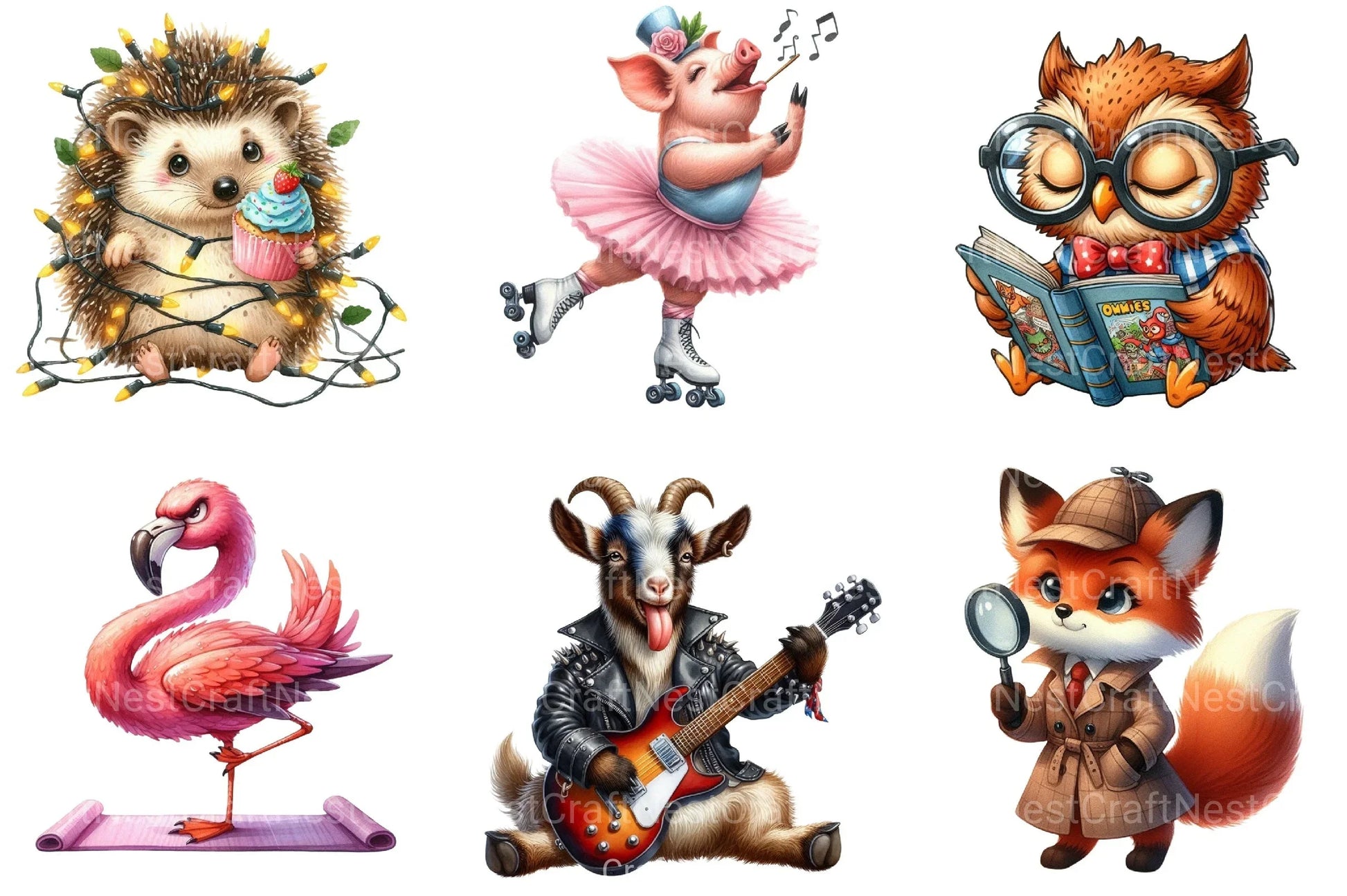 Quirky Funny Animals Clipart Bundle 33 - CraftNest - Digital Crafting and Art