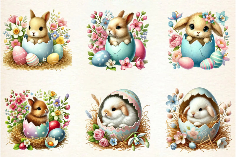 Cute Easter Bunny Clipart Bundle - CraftNest - Digital Crafting and Art