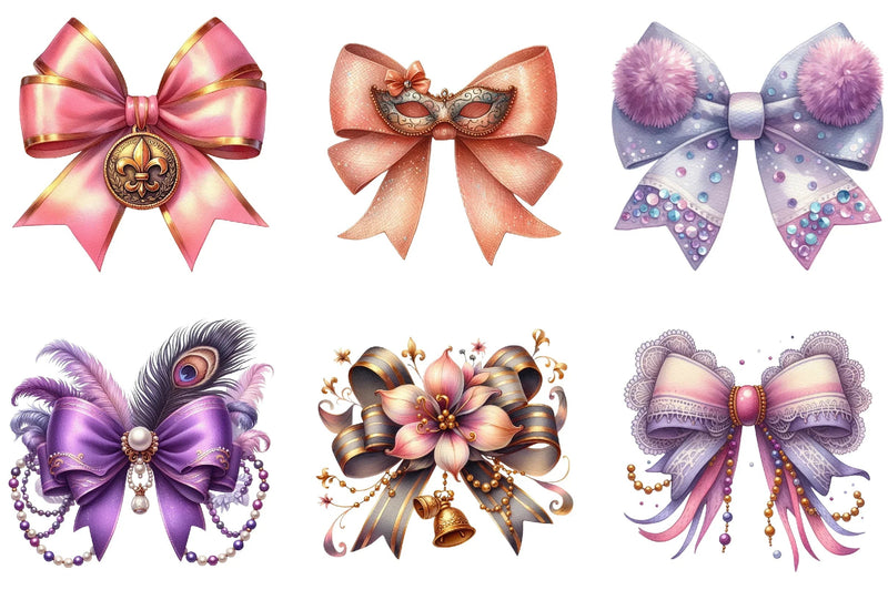 Mardi Gras Coquette Bow Clipart Bundle - CraftNest - Digital Crafting and Art