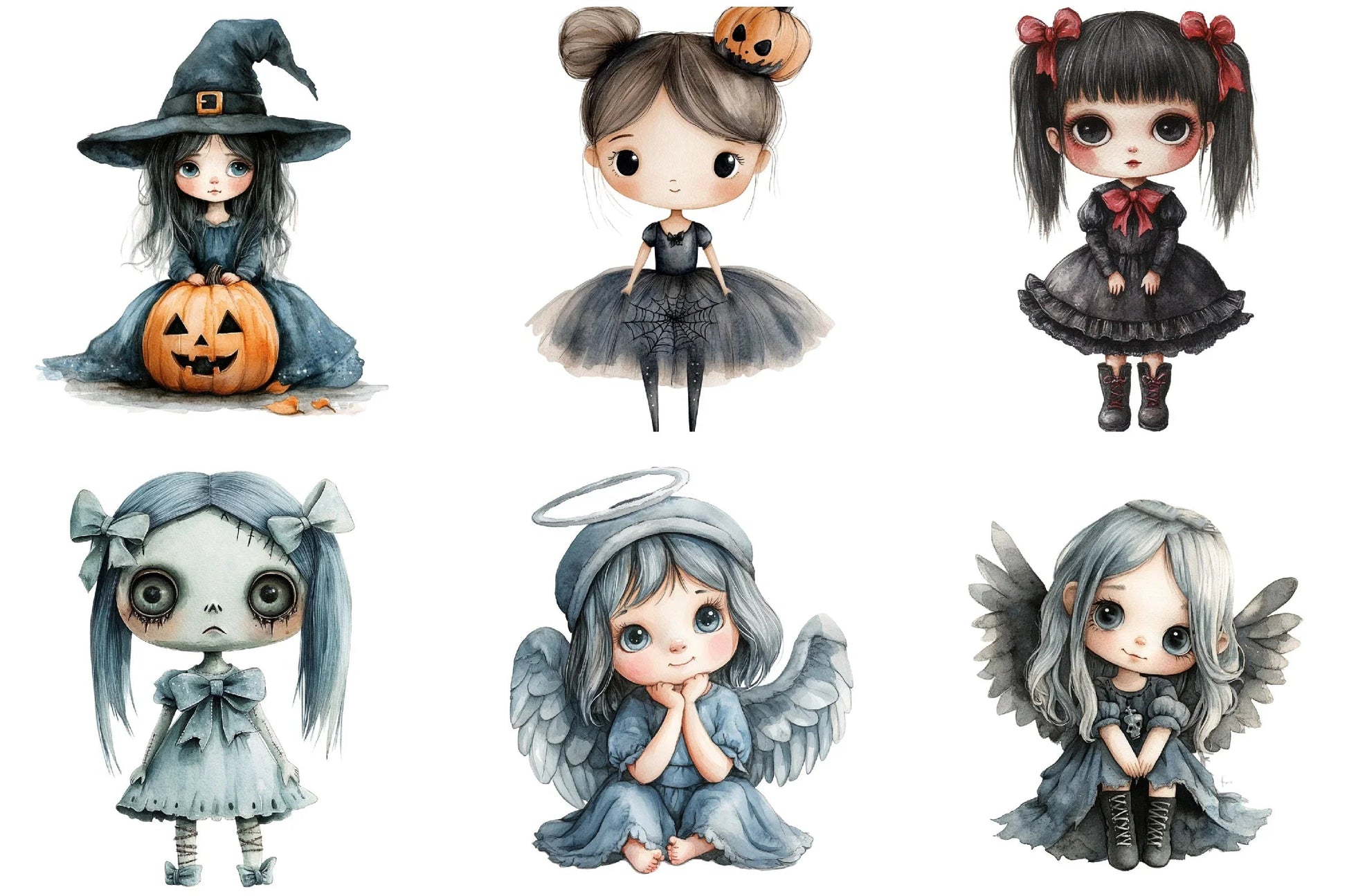 Whimsical Halloween Doll Clipart Bundle - CraftNest - Digital Crafting and Art