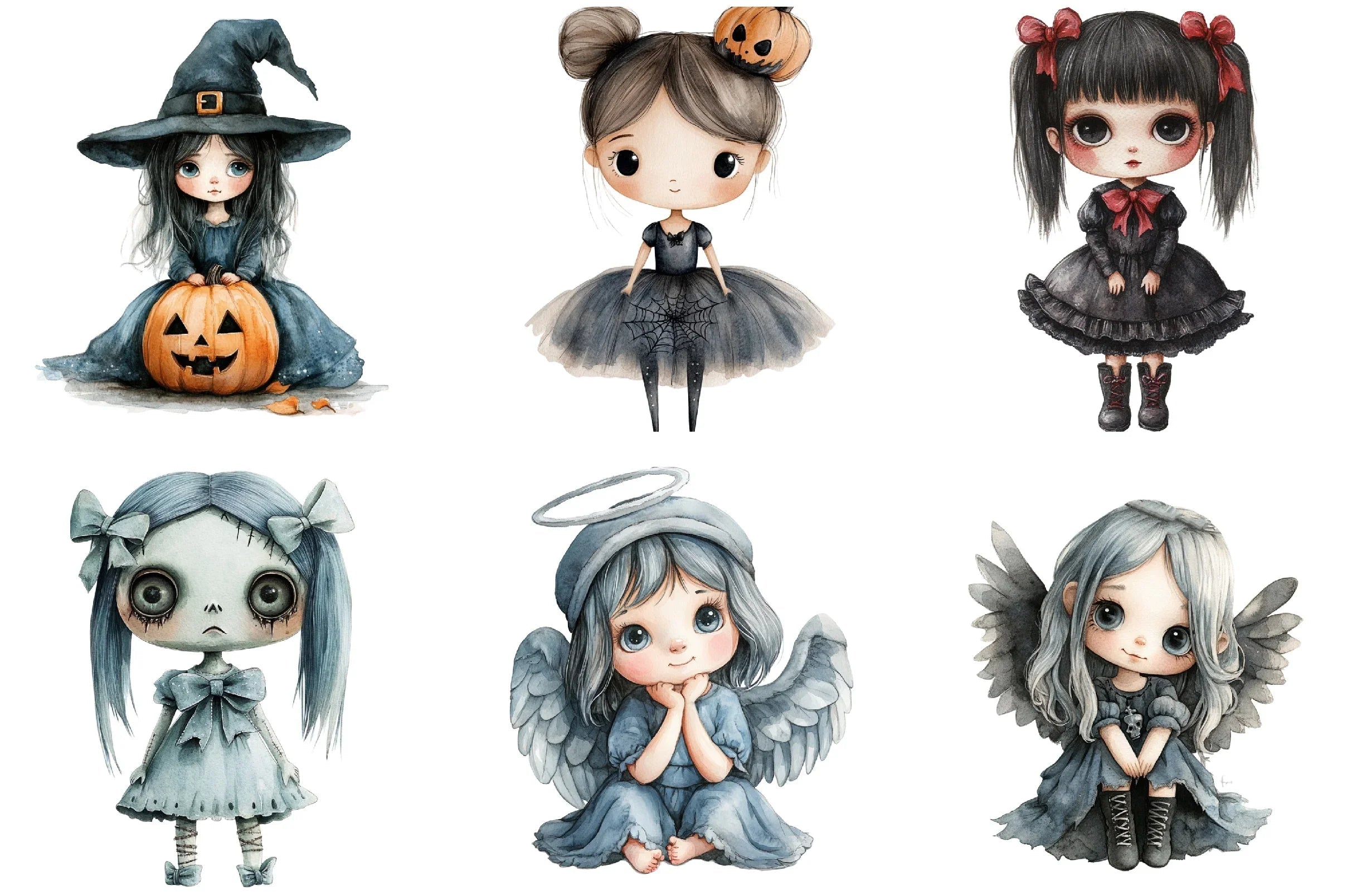 Whimsical Halloween Doll Clipart Bundle - CraftNest - Digital Crafting and Art