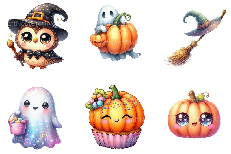Kawaii Halloween Clipart Bundle 32 - CraftNest - Digital Crafting and Art