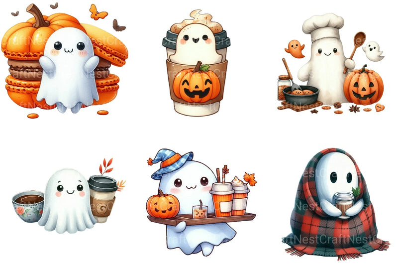 Pumpkin Spice Ghost Halloween Clipart Bundle - CraftNest - Digital Crafting and Art