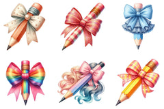 Colorful Coquette Pencil School Clipart Bundle - CraftNest - Digital Crafting and Art