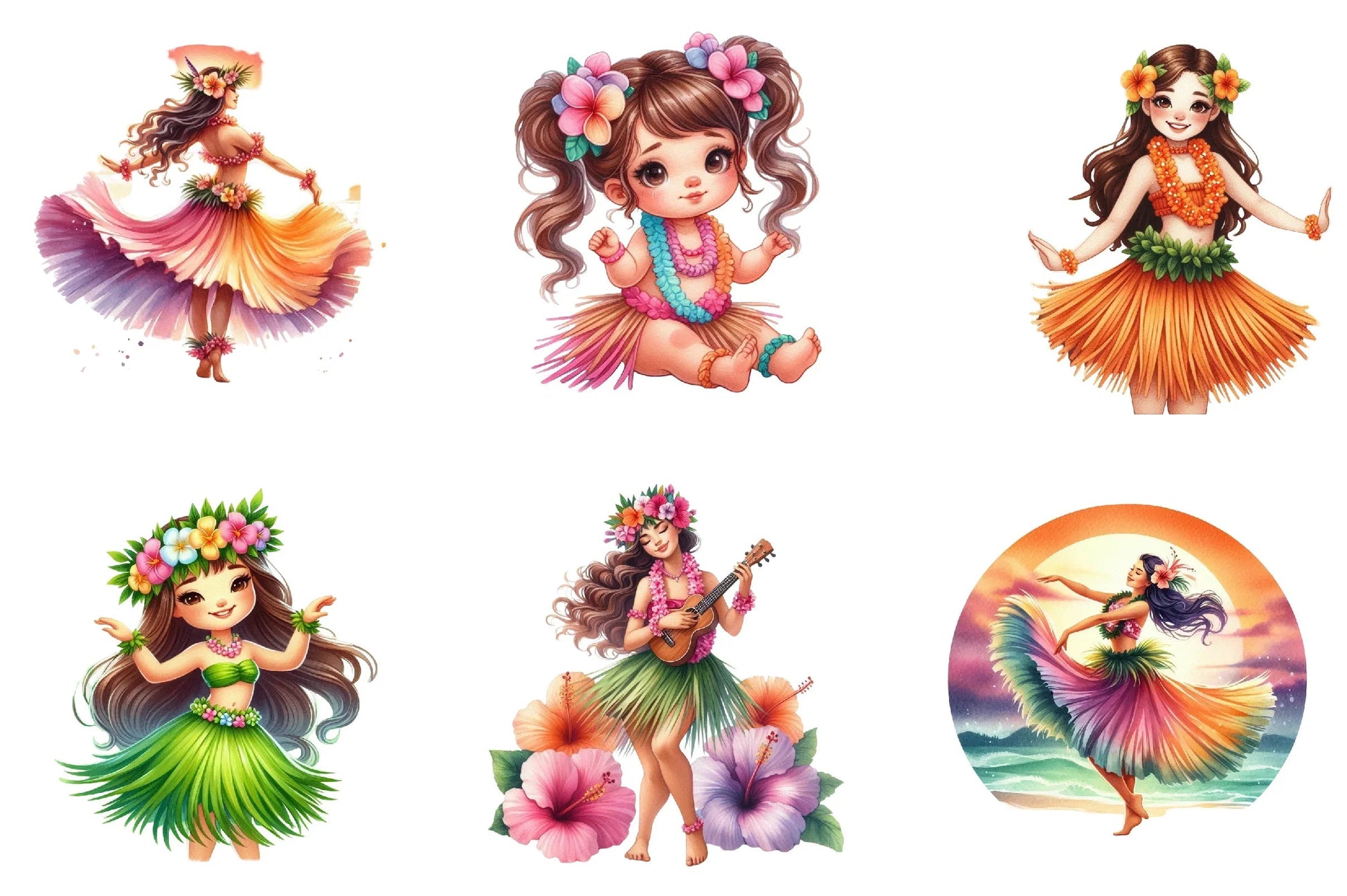 Hula Girl Clipart Bundle - CraftNest - Digital Crafting and Art