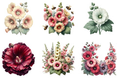Hollyhock Clipart Bundle - CraftNest - Digital Crafting and Art