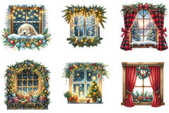 Christmas Cozy Window Clipart Bundle - CraftNest - Digital Crafting and Art