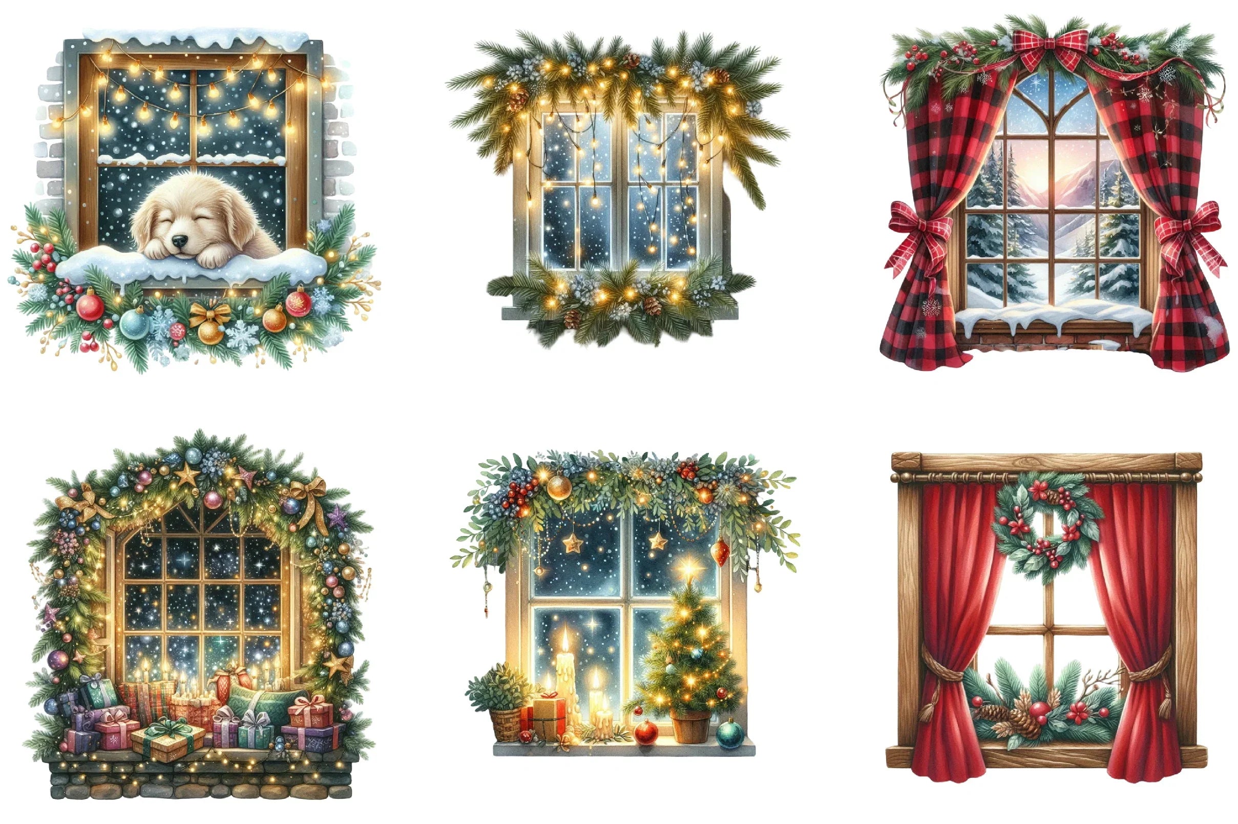 Christmas Cozy Window Clipart Bundle - CraftNest - Digital Crafting and Art