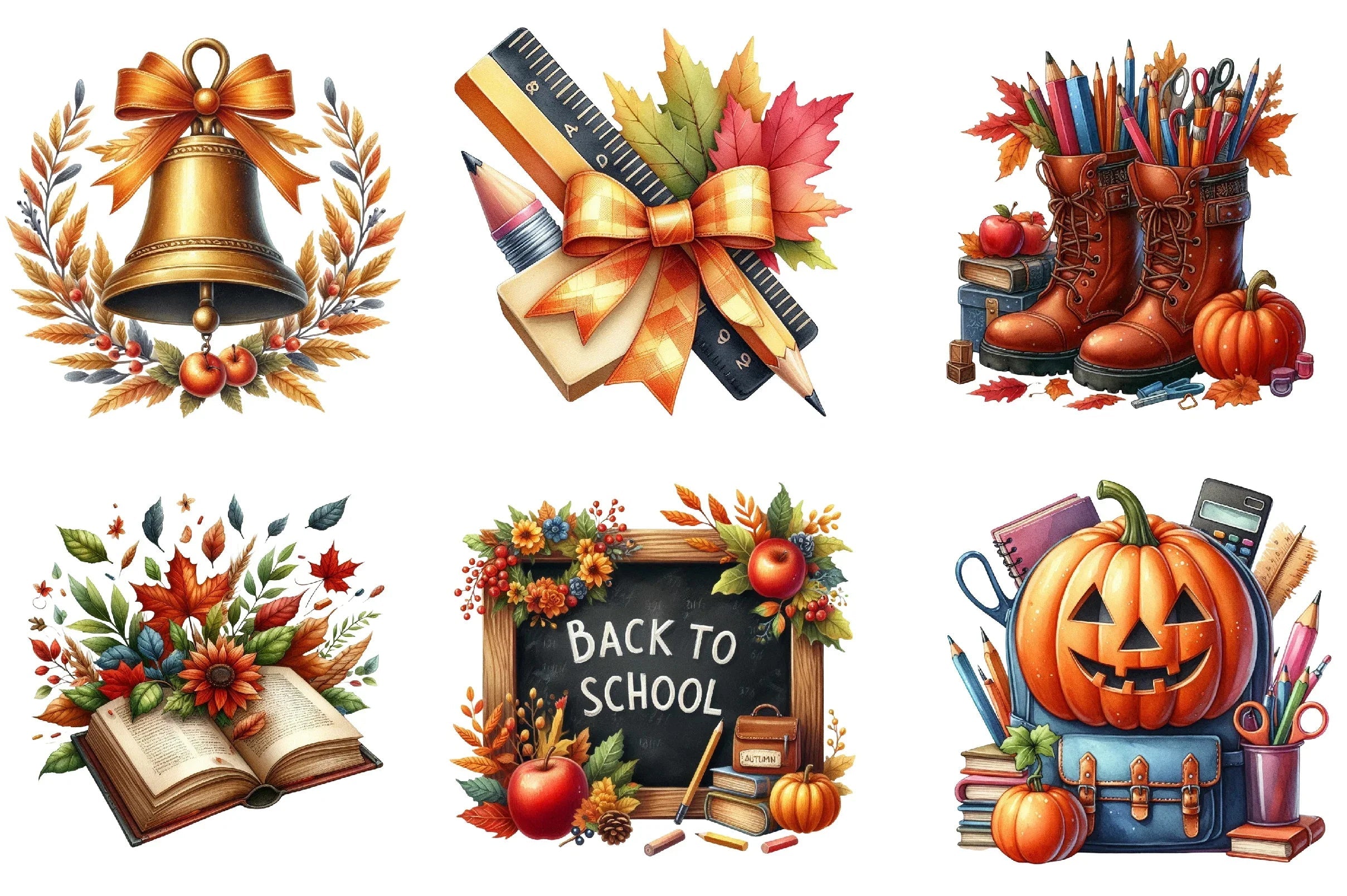 Autumn Back to School Design Clipart Bundle - CraftNest - Digital Crafting and Art