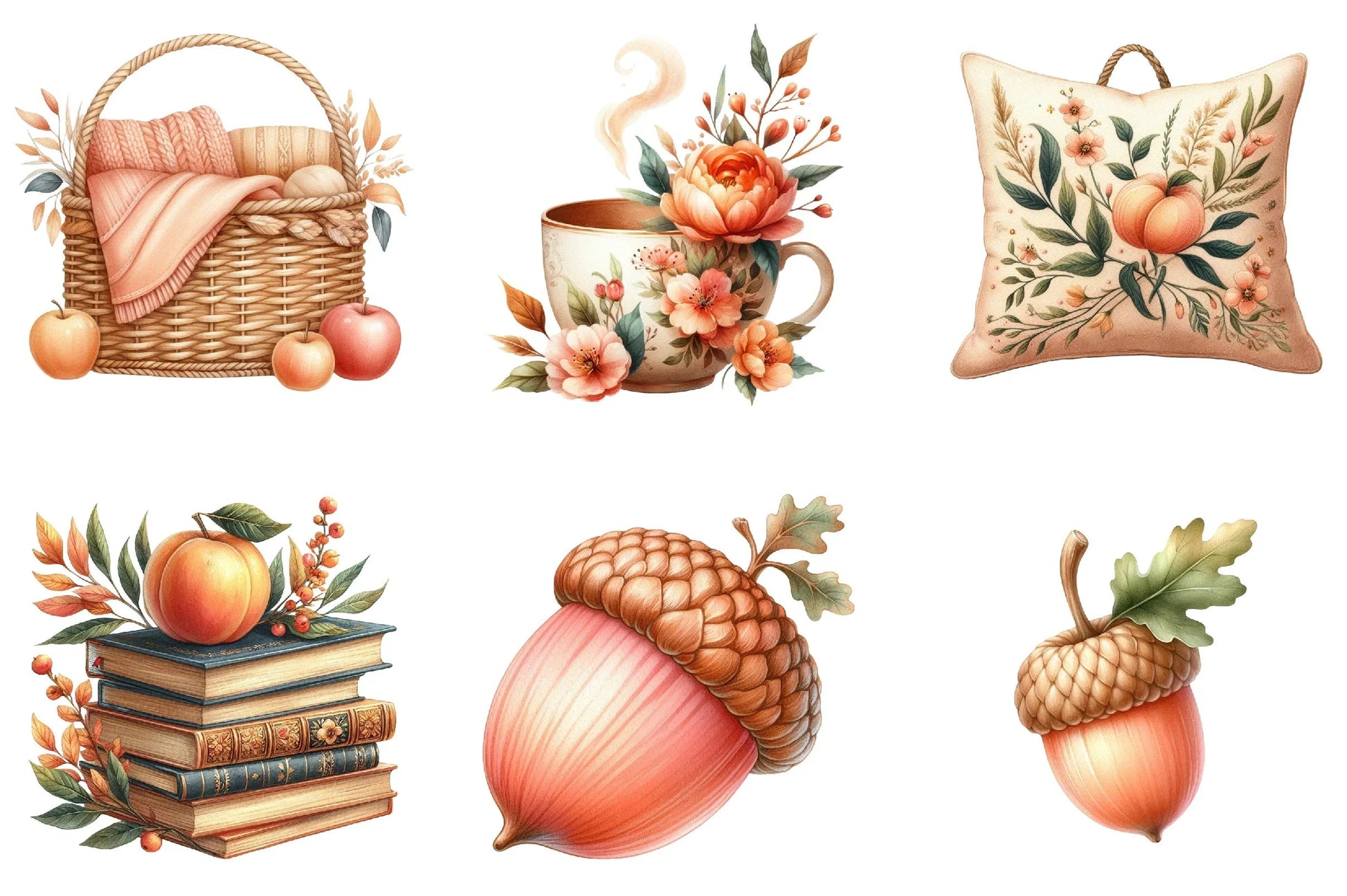 Peach Autumn Clipart Bundle - CraftNest - Digital Crafting and Art