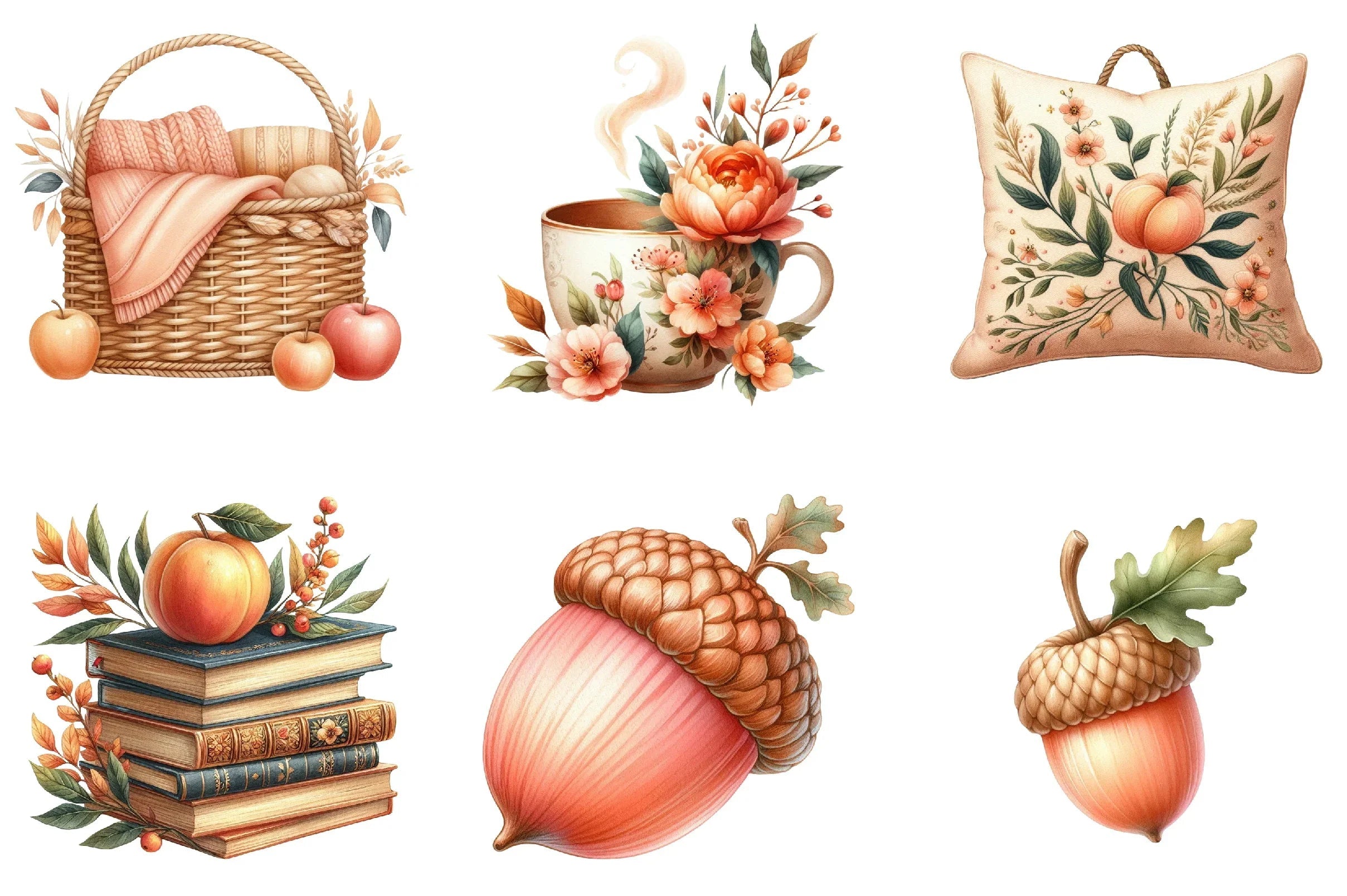 Peach Autumn Clipart Bundle - CraftNest - Digital Crafting and Art