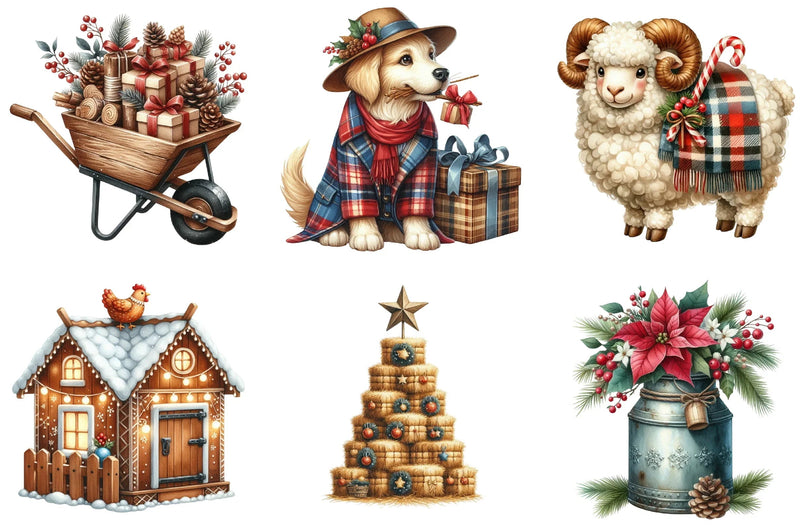 Cozy Farm Christmas Clipart Bundle - CraftNest - Digital Crafting and Art