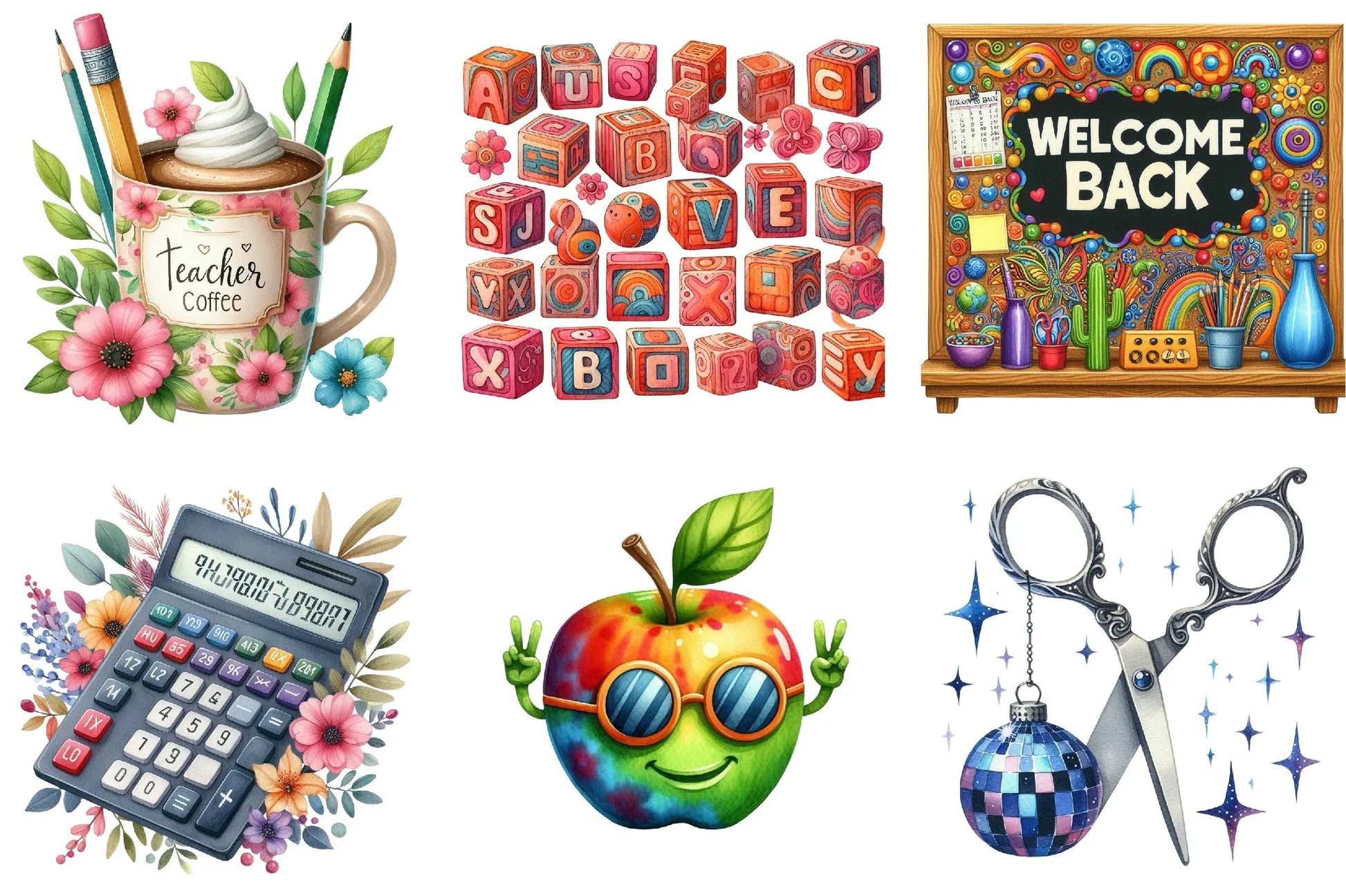 Groovy School Clipart Bundle - CraftNest - Digital Crafting and Art
