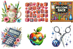 Groovy School Clipart Bundle - CraftNest - Digital Crafting and Art