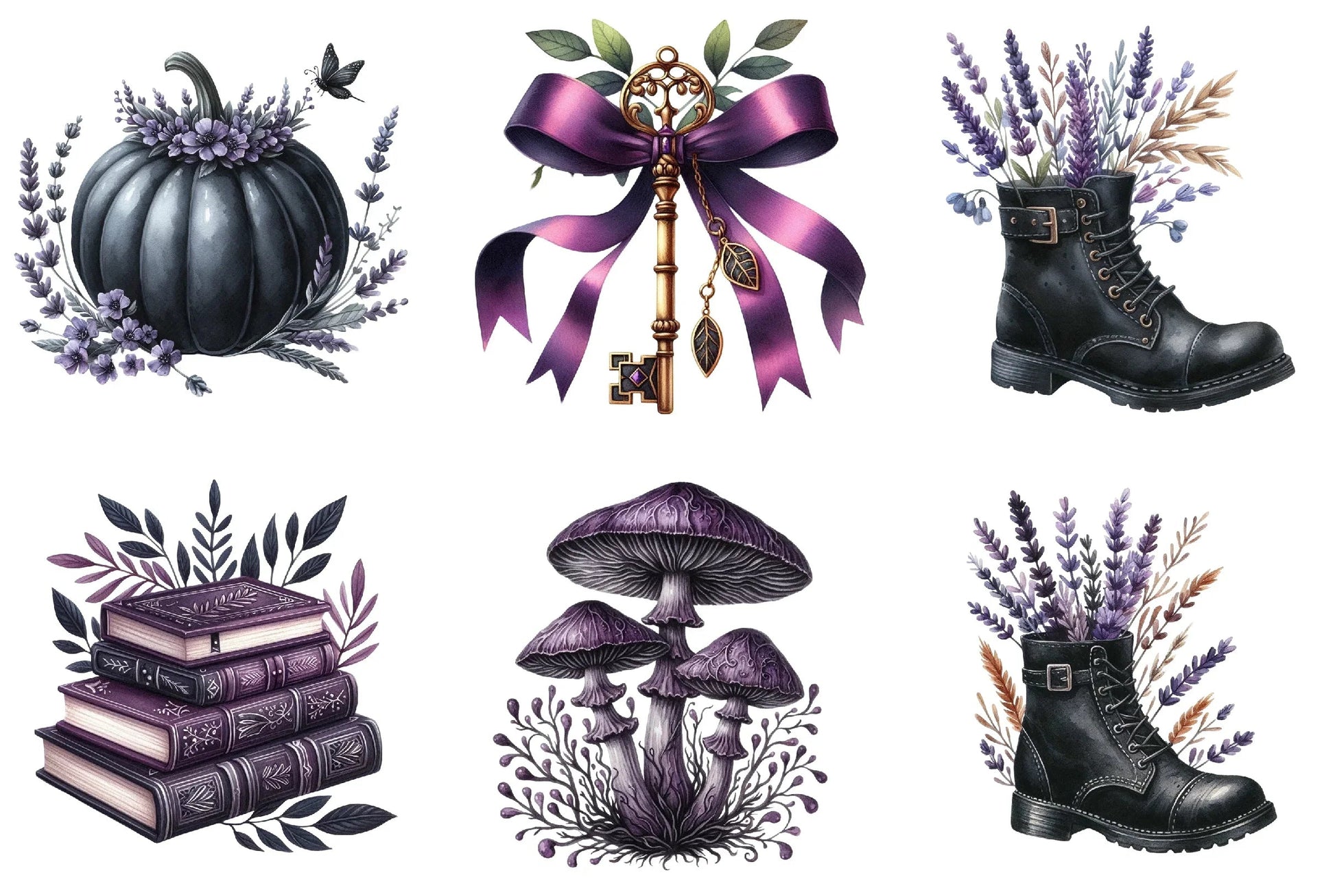 Black & Purple Autumn Clipart Bundle - CraftNest - Digital Crafting and Art