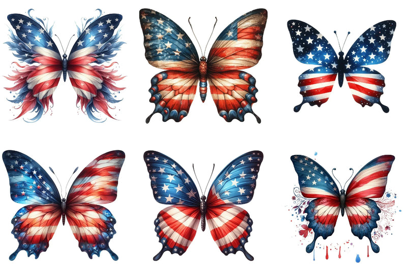 American Flag Butterfly Clipart Bundle - CraftNest - Digital Crafting and Art