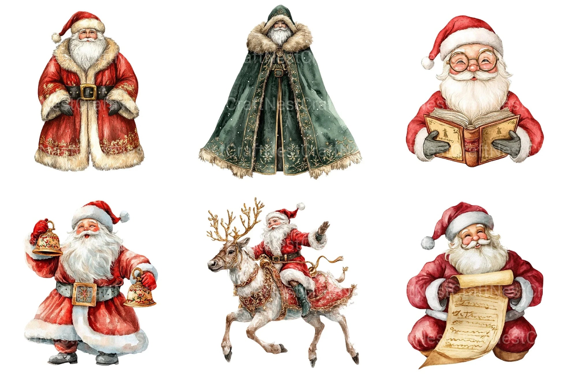 Antique Ornate Santa Clipart Bundle - CraftNest - Digital Crafting and Art