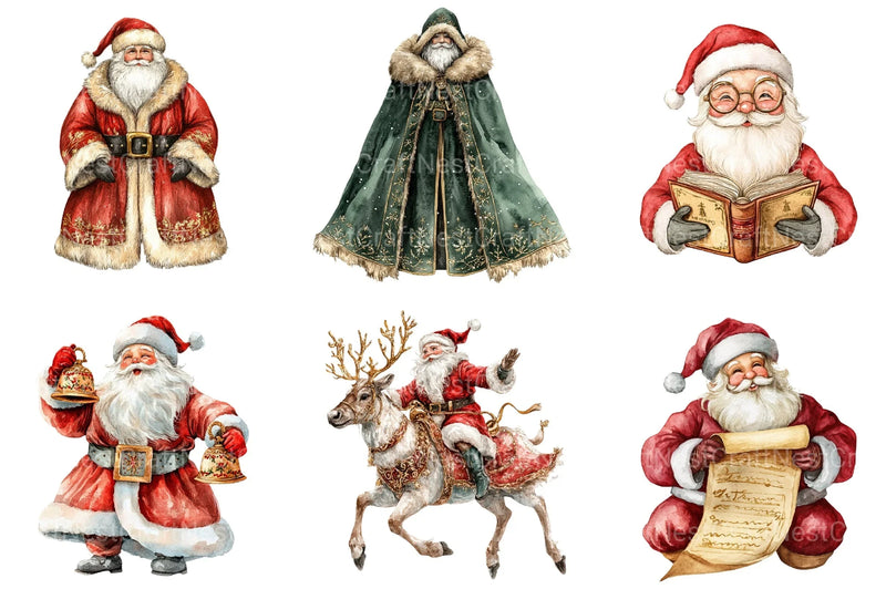 Antique Ornate Santa Clipart Bundle - CraftNest - Digital Crafting and Art