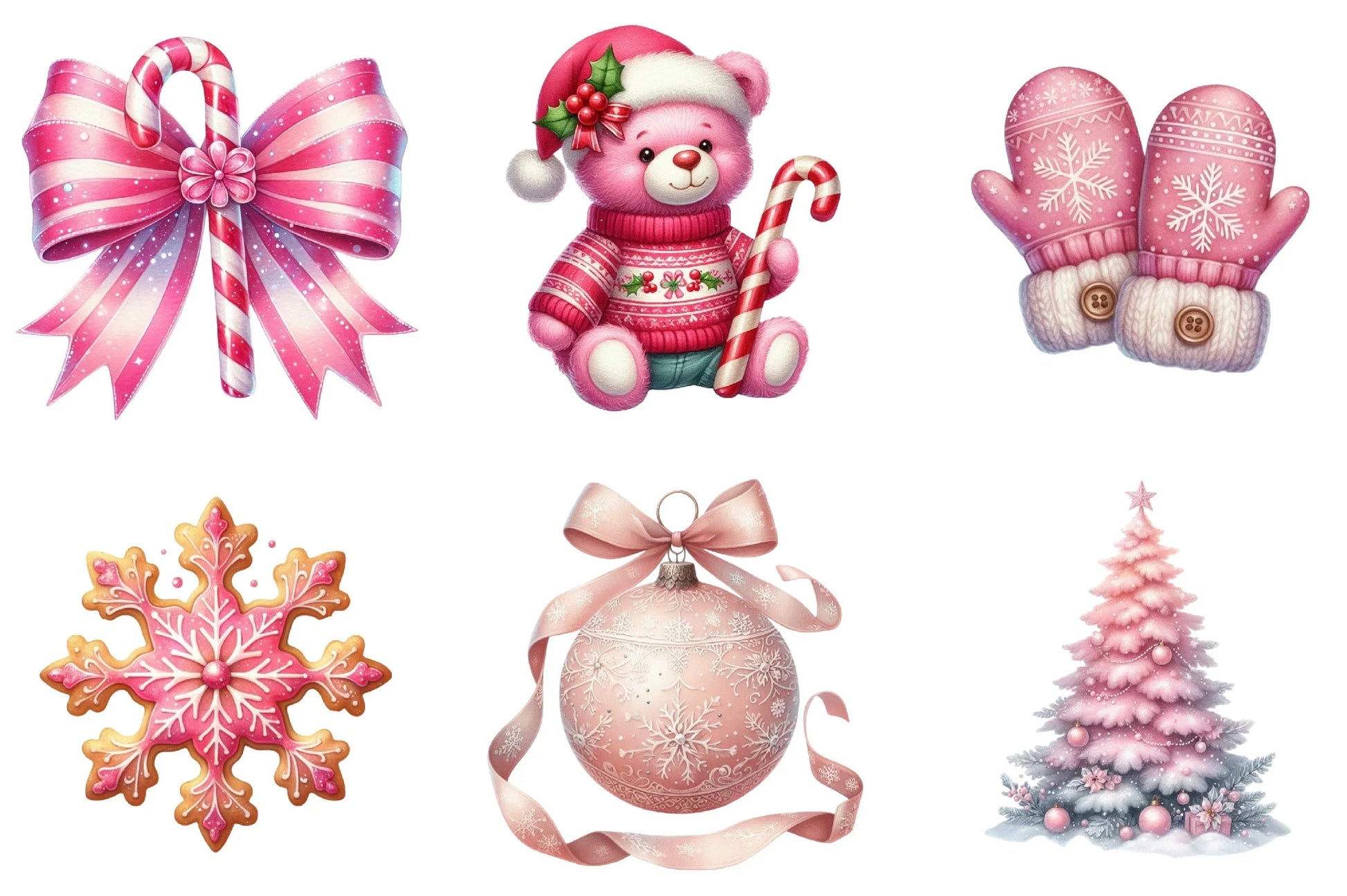 Pink Christmas Winter Clipart Bundle - CraftNest - Digital Crafting and Art