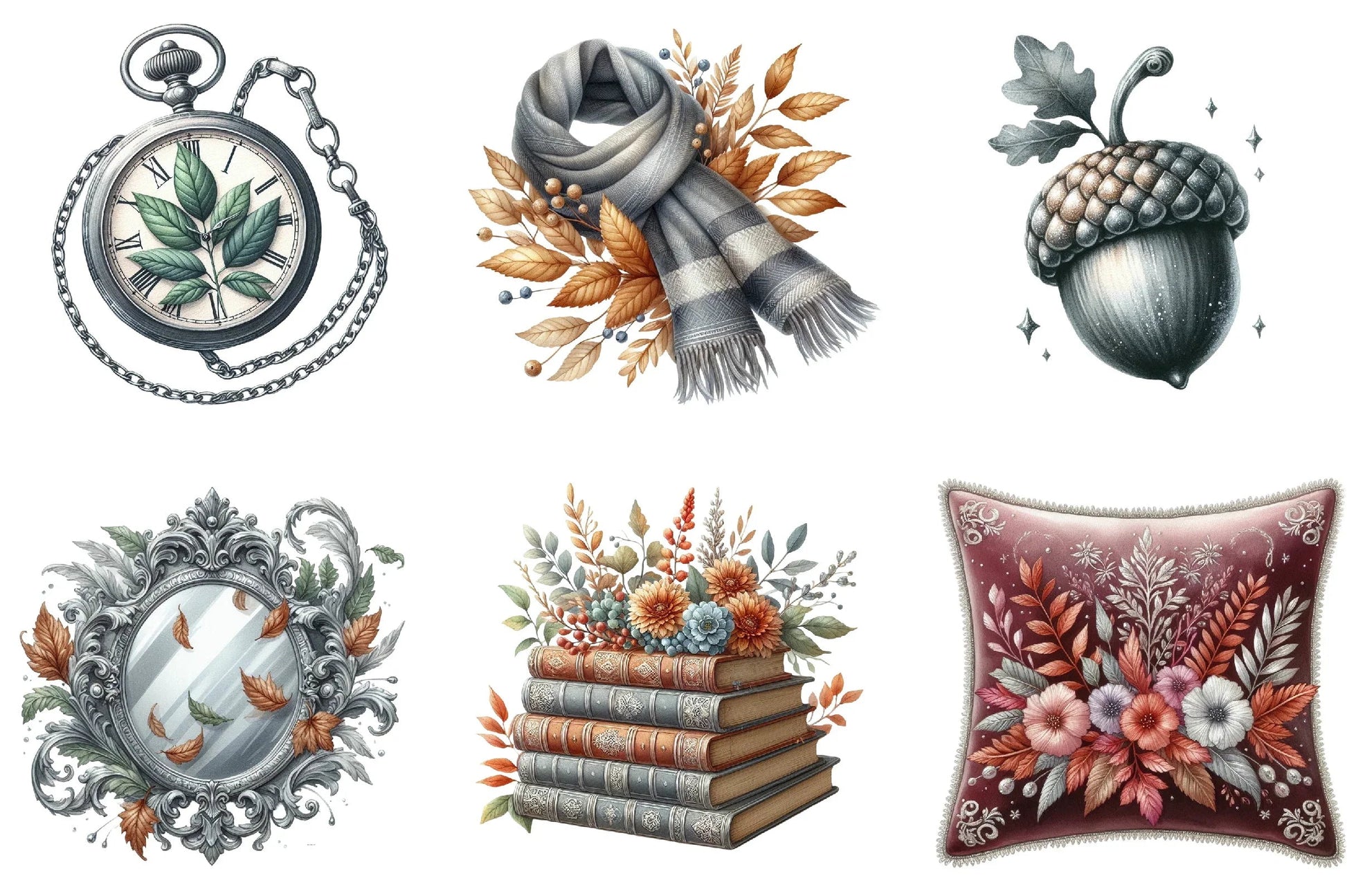 Silver Vintage Autumn Clipart Bundle - CraftNest - Digital Crafting and Art