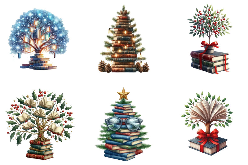 Christmas Books Tree Clipart Bundle - CraftNest - Digital Crafting and Art