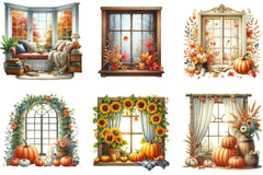 Autumn Window Clipart Bundle - CraftNest - Digital Crafting and Art