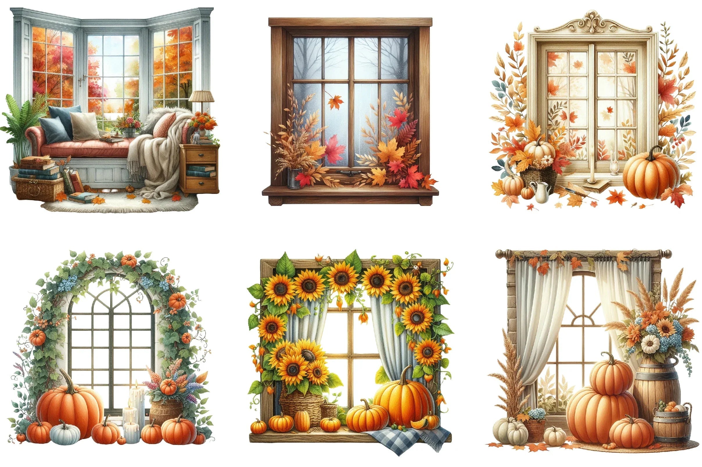 Autumn Window Clipart Bundle - CraftNest - Digital Crafting and Art