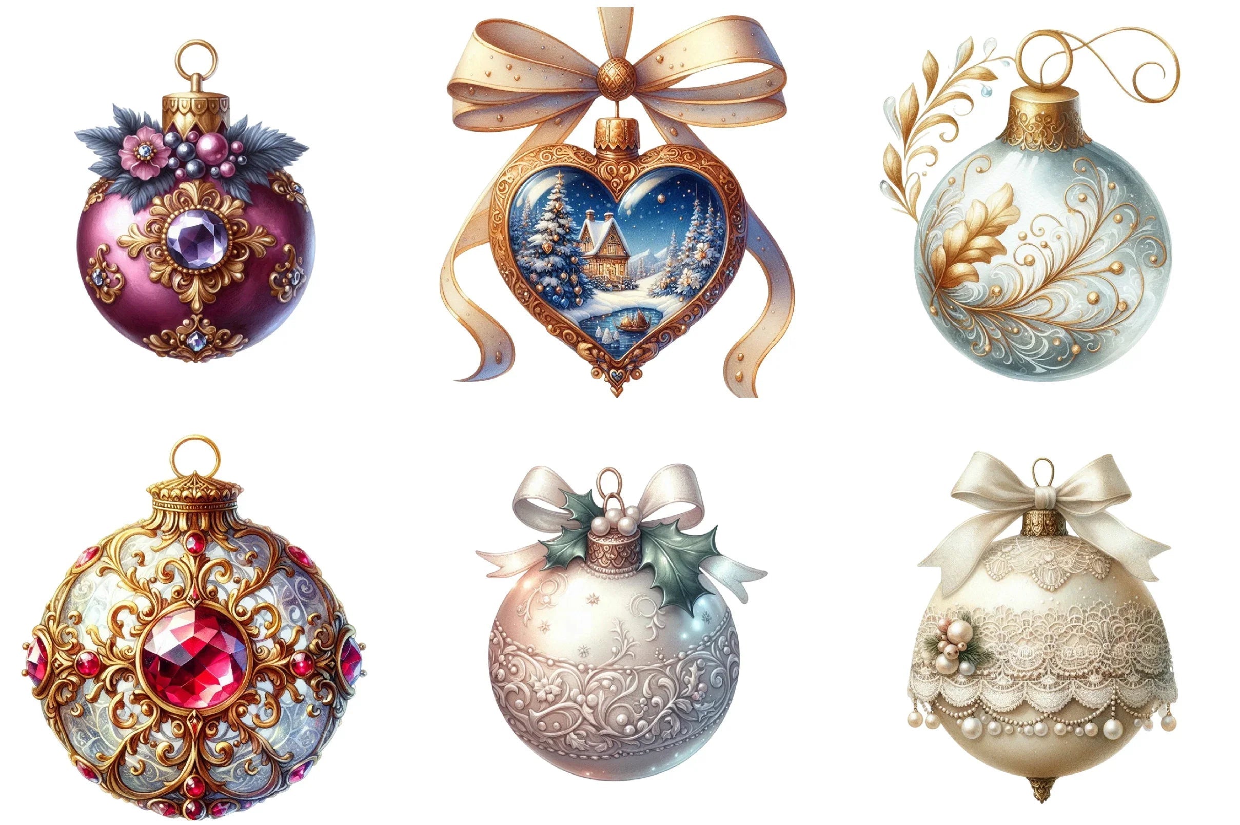 Victorian Christmas Balls Clipart Bundle - CraftNest - Digital Crafting and Art