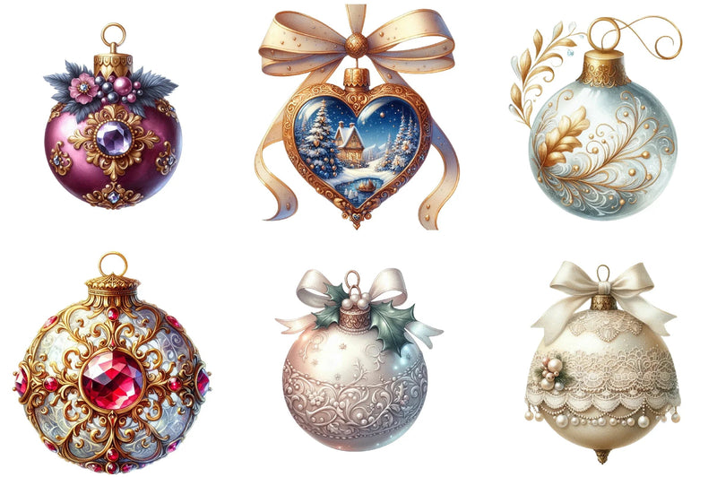 Victorian Christmas Balls Clipart Bundle - CraftNest - Digital Crafting and Art